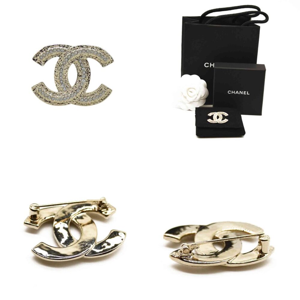 Chanel Gold CC Letter Princess Square Crystal Brooch - Picture 3 of 5